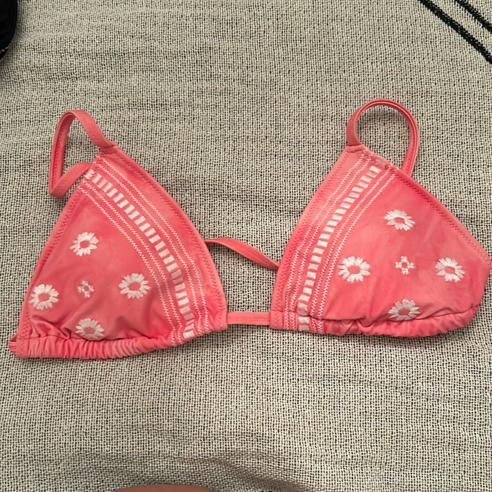 Aerie Pink with flowers Bikini Top